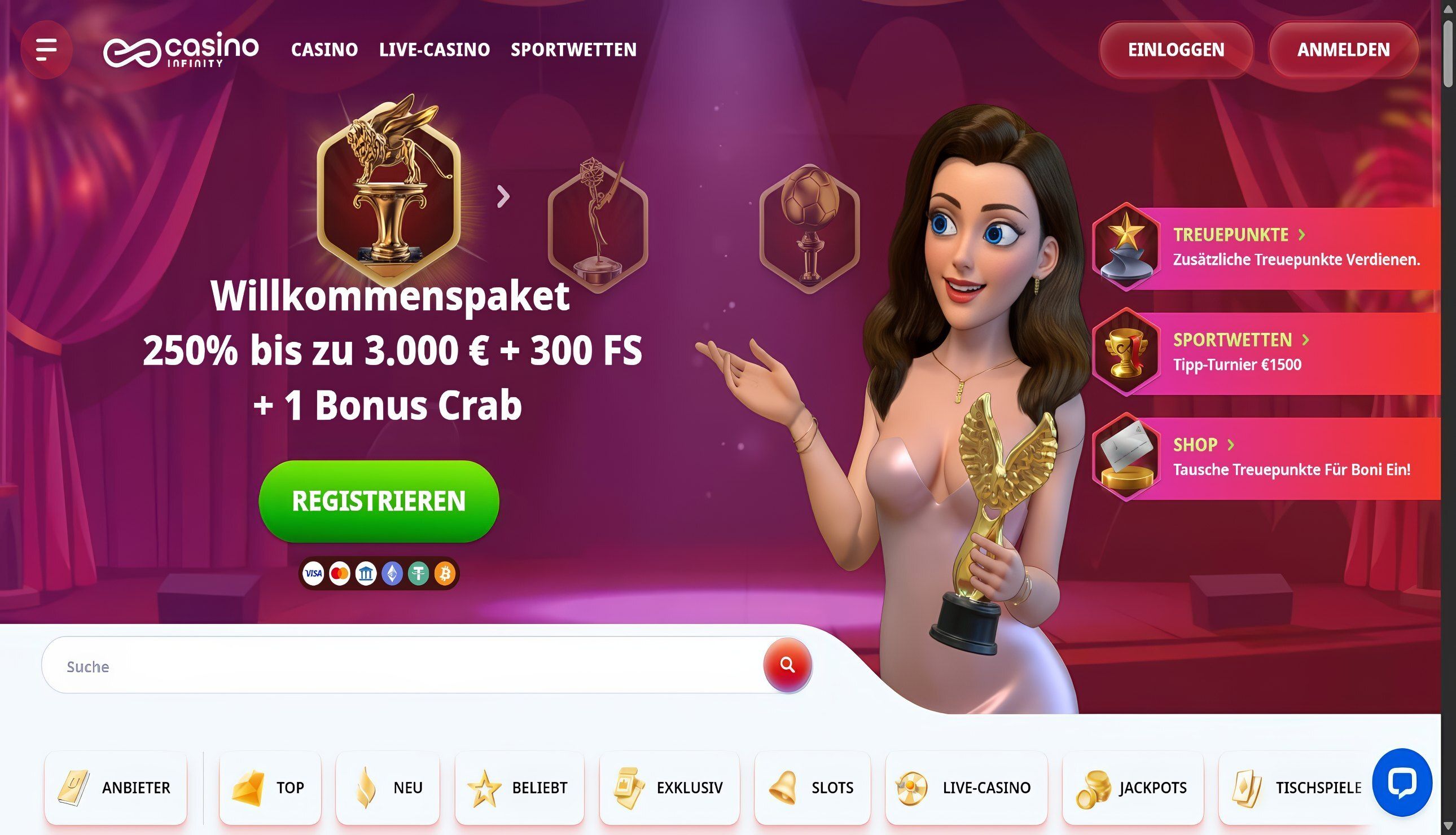 Casino Infinity desktop screenshot 1